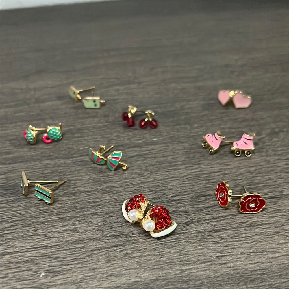 Lot of 9 colorful earrings with fun designs